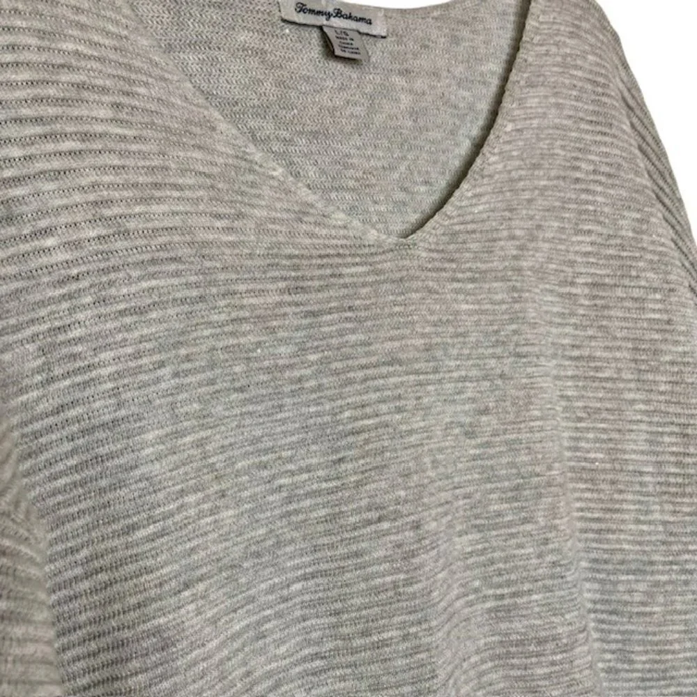 Tommy Bahama Bonita Ottoman Subtly Sequined Sweater - Pearl Gray Heather - L